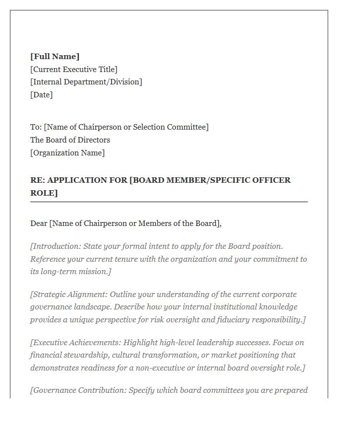 Board Level Internal Cover Letter Template