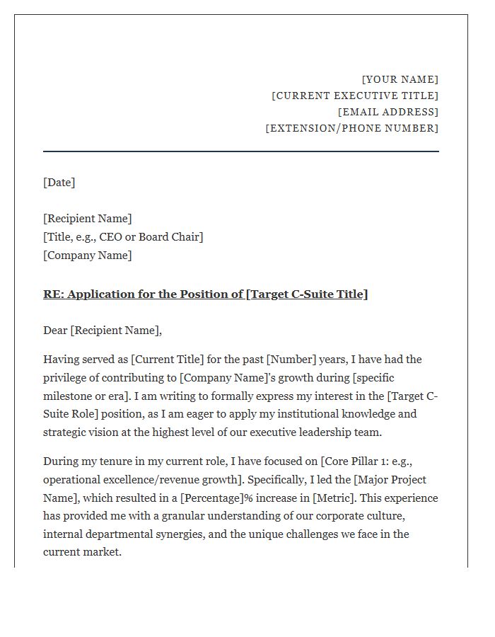C Suite Internal Advancement Cover Letter Template
