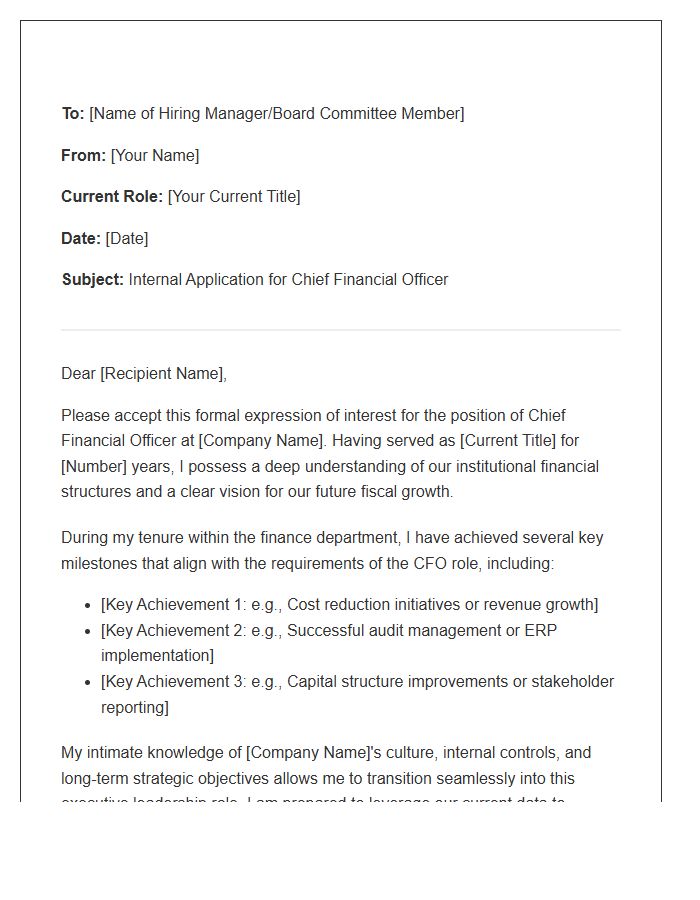 Chief Financial Officer Internal Cover Letter Template