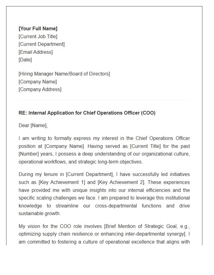 Chief Operations Officer Internal Cover Letter Template