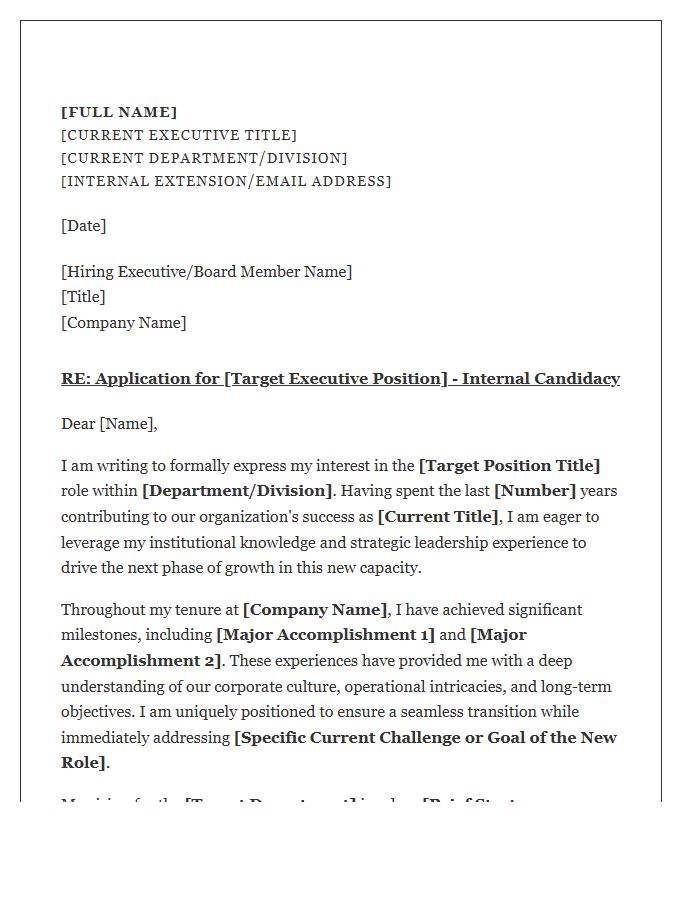 Executive Leadership Internal Move Cover Letter Template