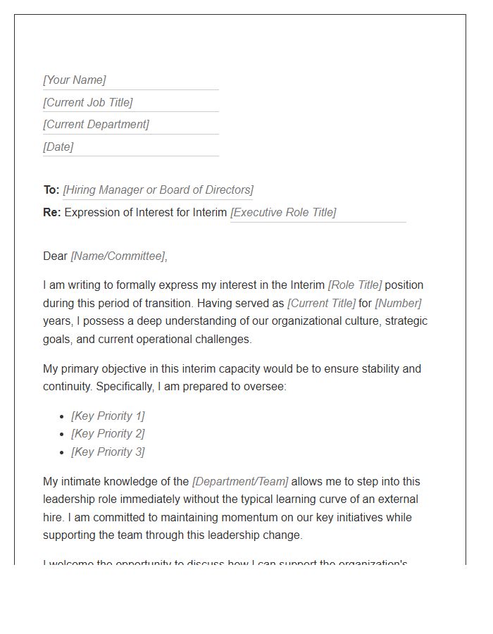 Interim Executive Internal Cover Letter Template
