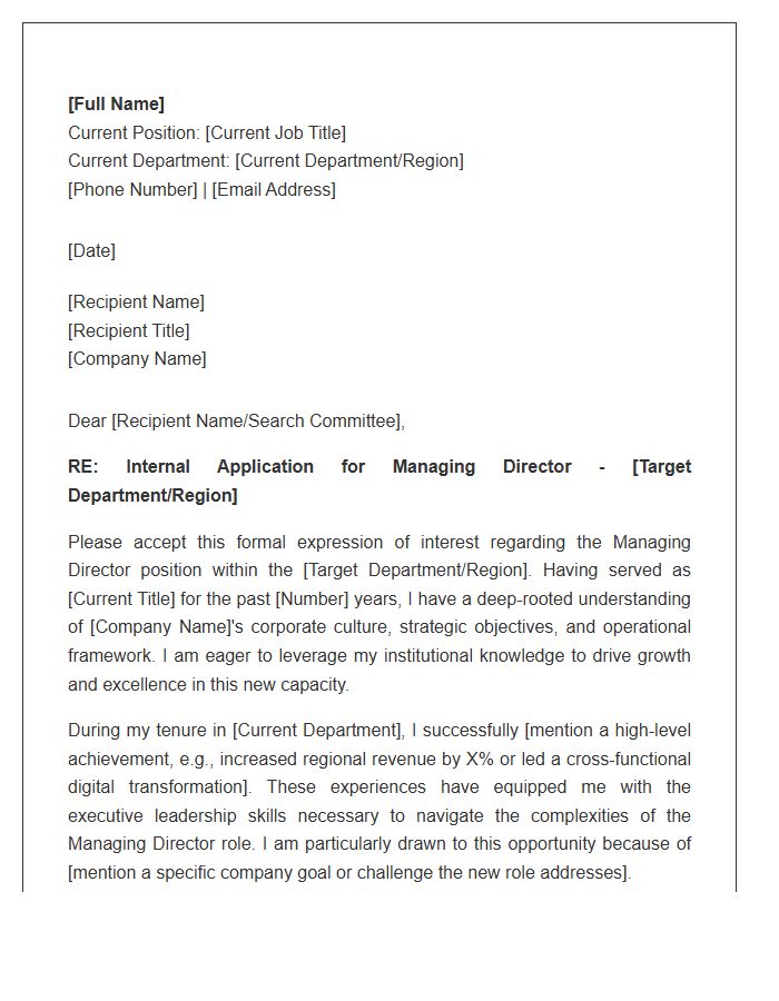 Managing Director Internal Transfer Cover Letter Template
