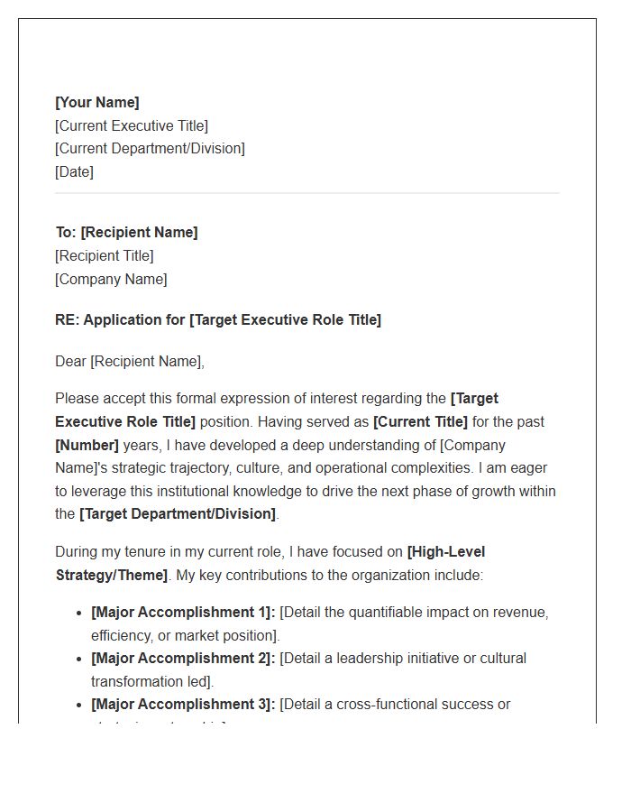 Senior Executive Internal Transition Cover Letter Template