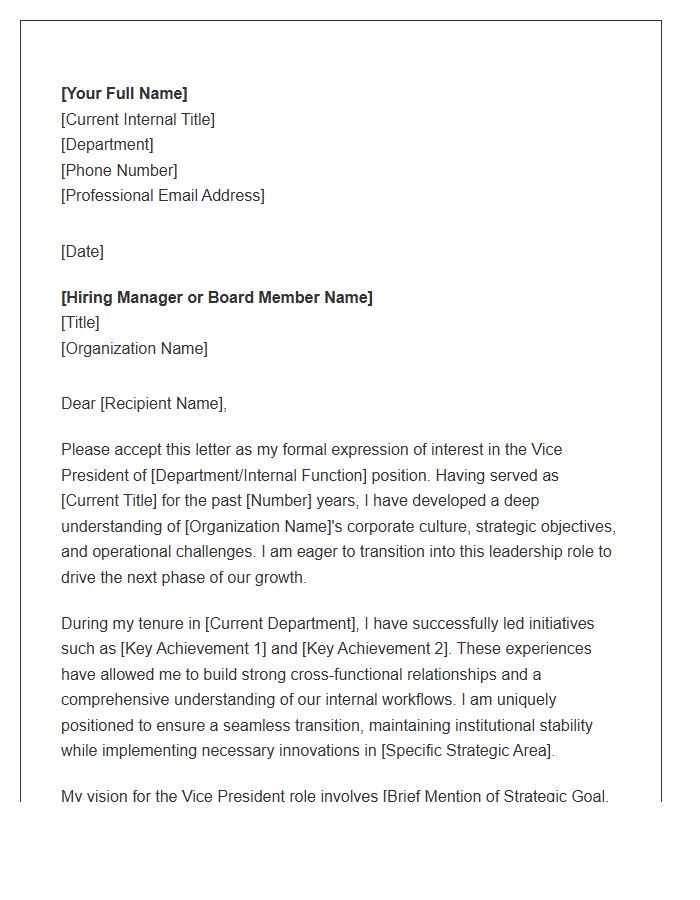 Vice President Internal Succession Cover Letter Template