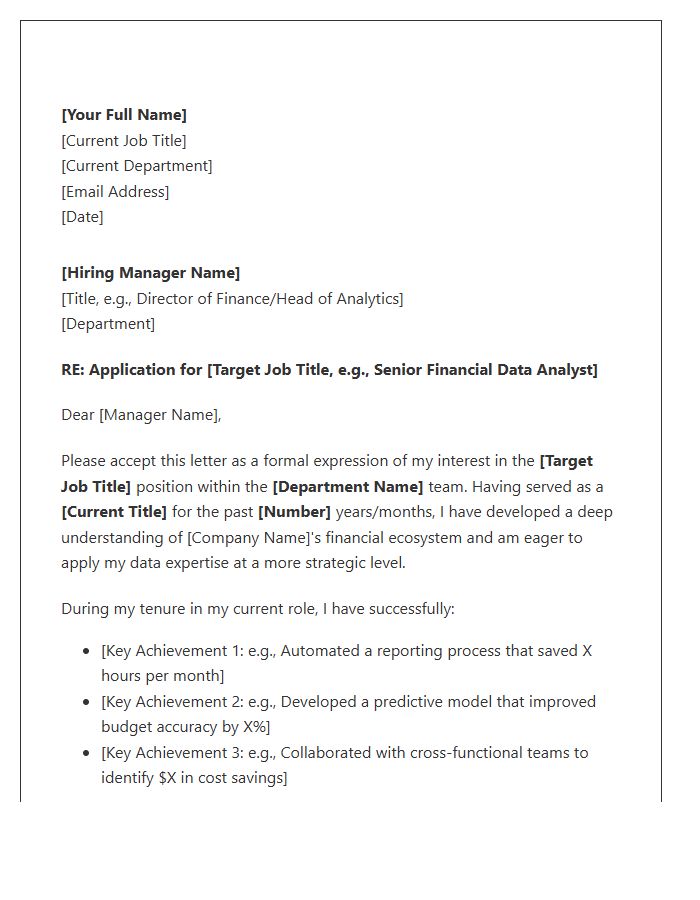 Financial Data Analyst Internal Promotion Cover Letter Template