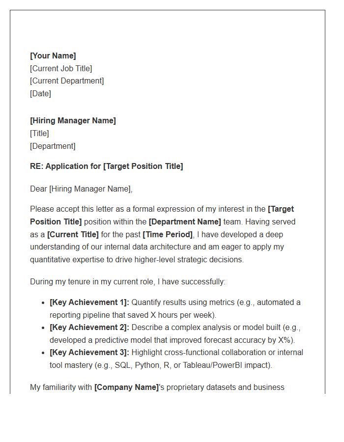Quantitative Data Analyst Internal Promotion Cover Letter Template
