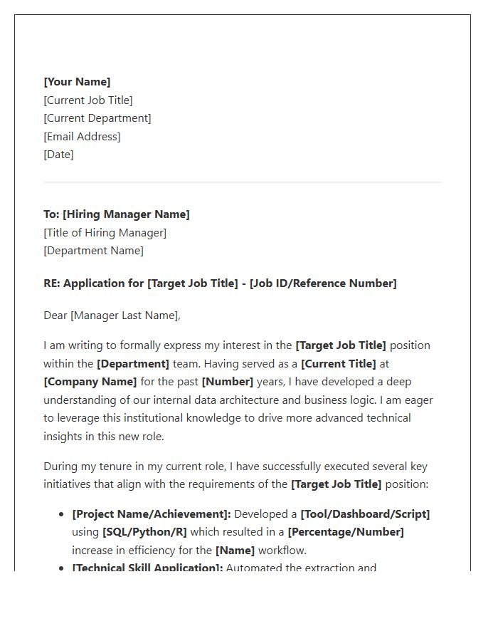 Technical Data Analyst Internal Promotion Cover Letter Template