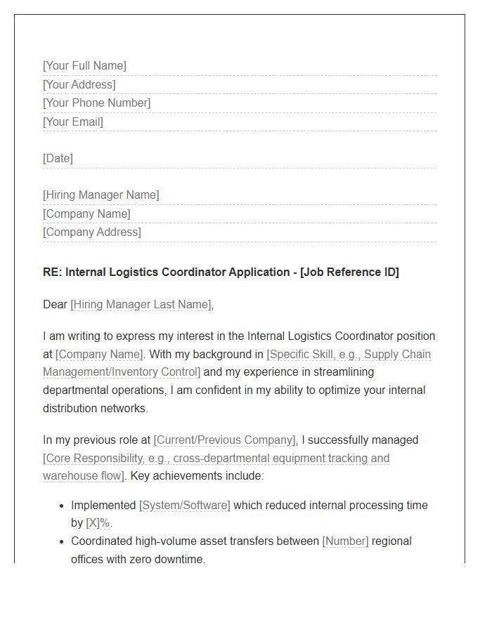 Corporate Internal Logistics Coordinator Cover Letter Template