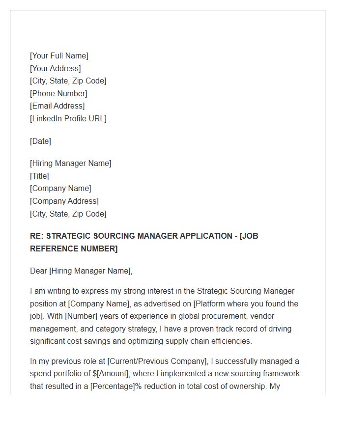 Strategic Sourcing Manager Cover Letter Template