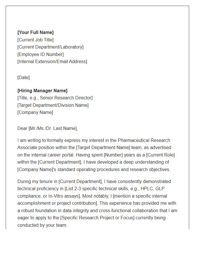 Pharmaceutical Research Associate Internal Transfer Cover Letter Template