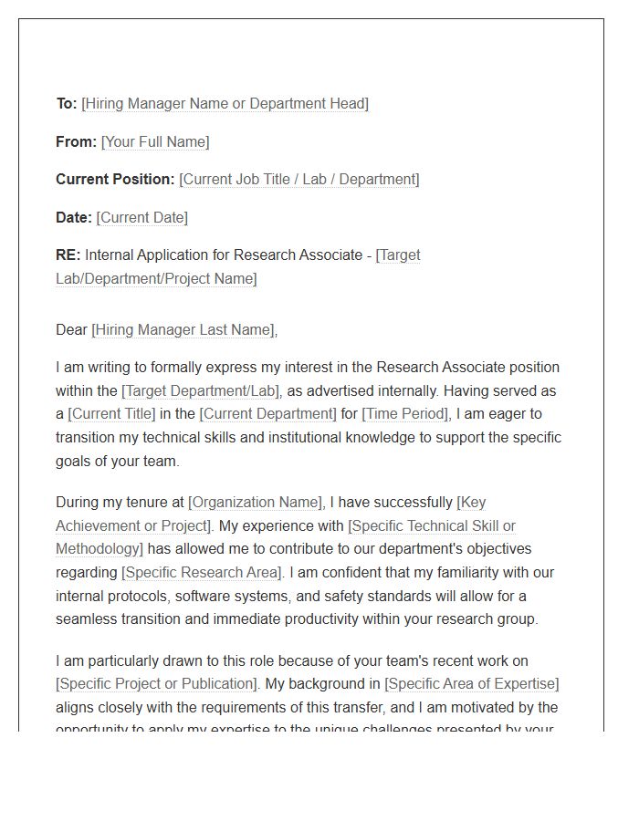 Research Associate Internal Lateral Transfer Cover Letter Template