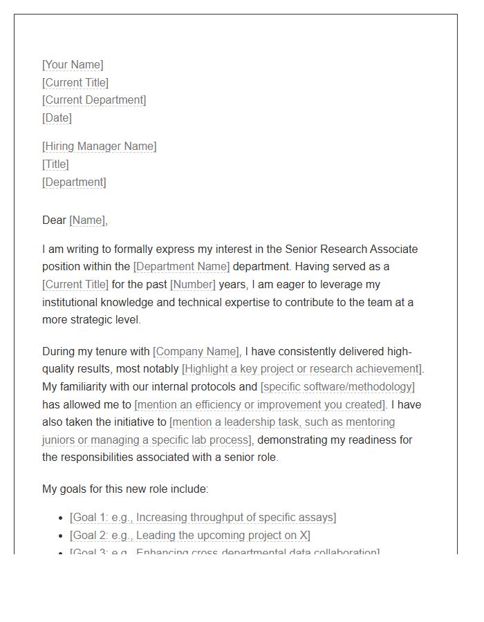 Senior Research Associate Internal Promotion Cover Letter Template