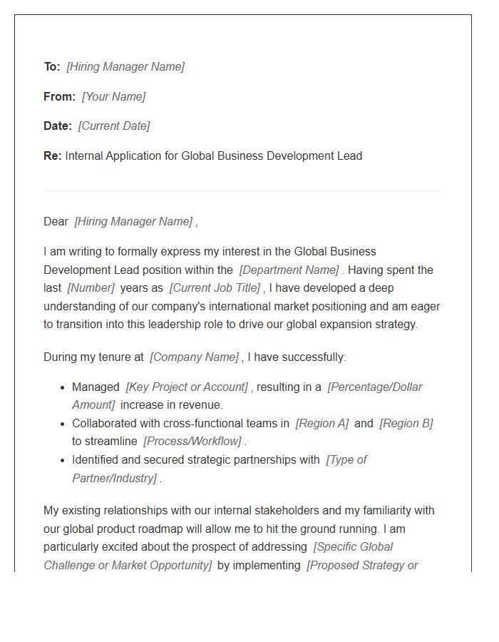 Global Business Development Lead Internal Cover Letter Template