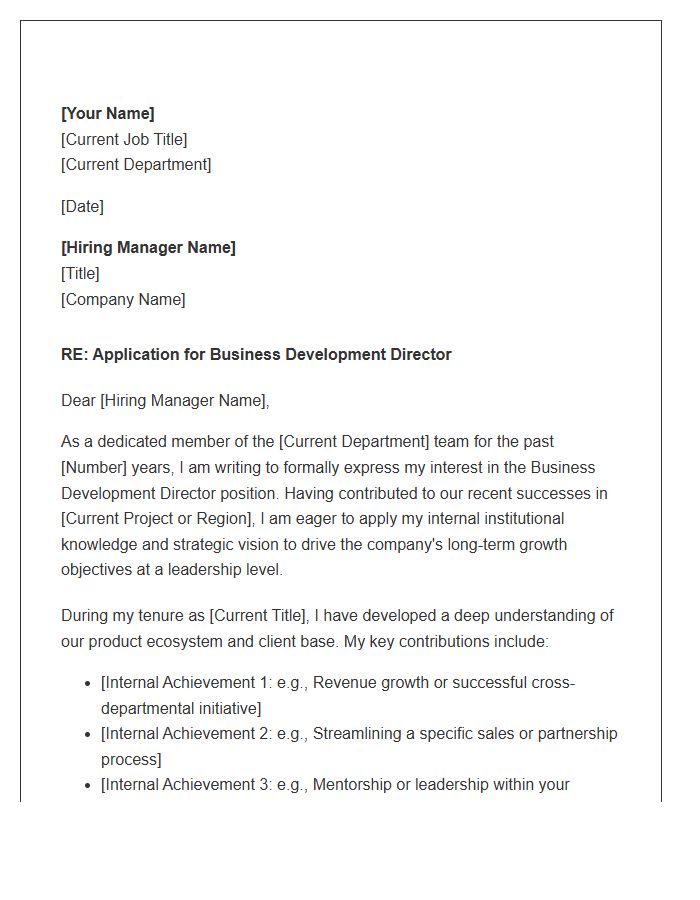 Internal Candidate Business Development Director Cover Letter Template