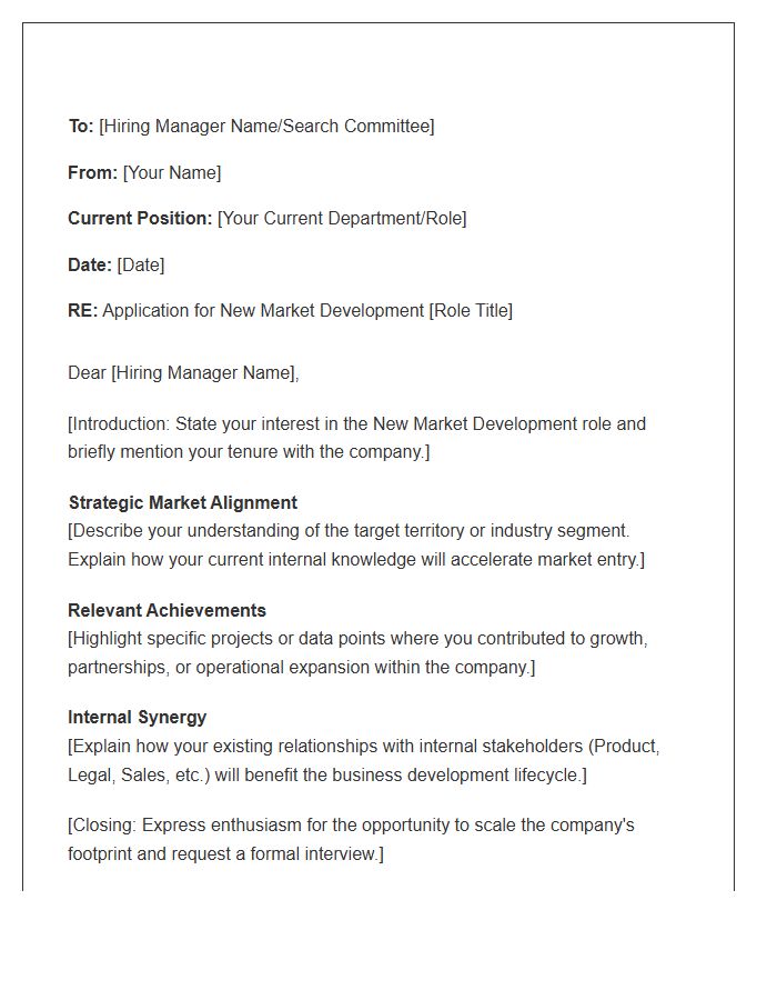 New Market Development Internal Cover Letter Template