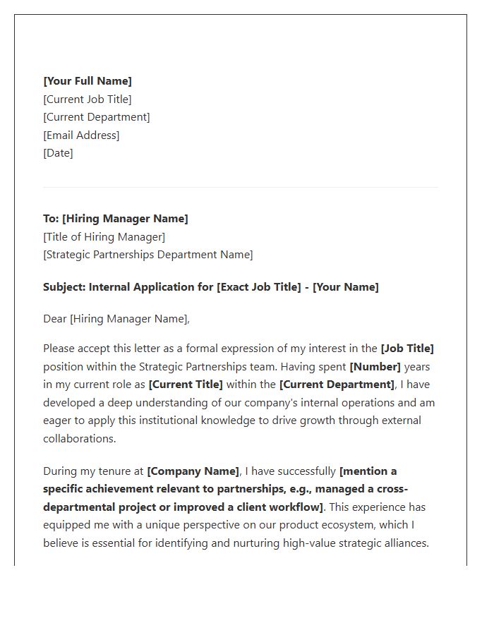 Strategic Partnerships Internal Move Cover Letter Template
