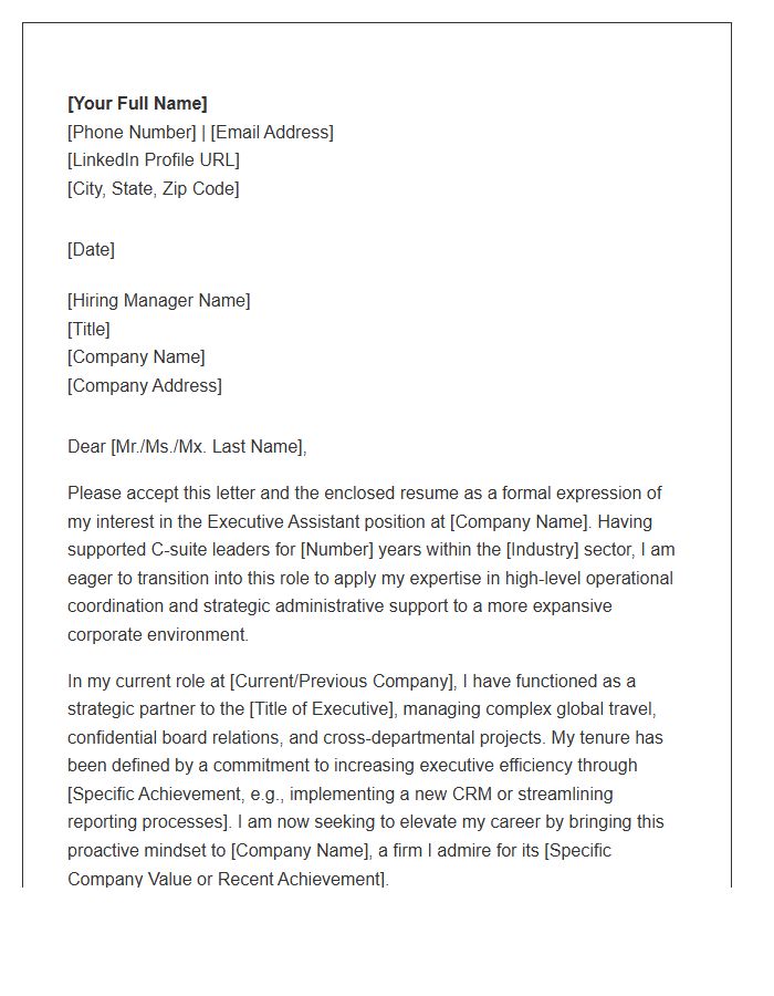 Corporate Executive Assistant Career Growth Cover Letter Template