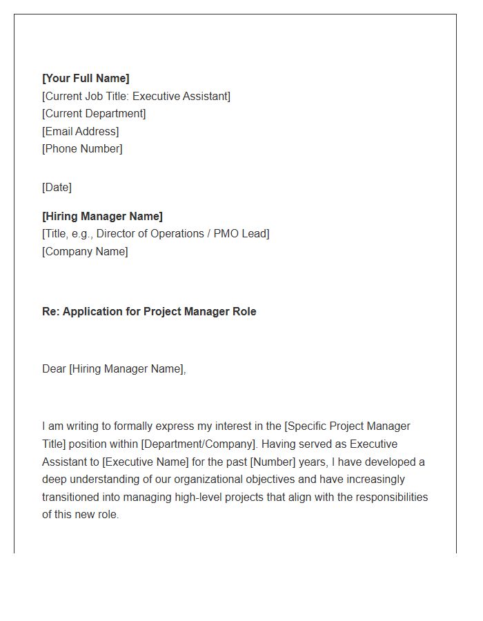 Executive Assistant Promotion For Project Management Cover Letter Template