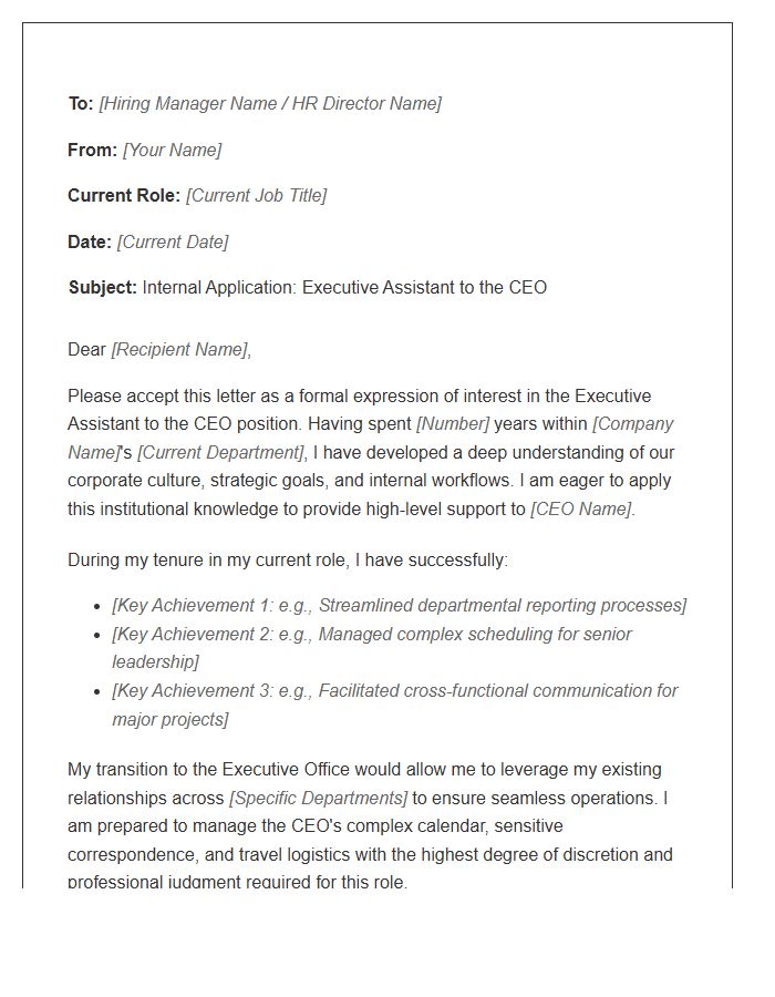 Executive Assistant To CEO Internal Move Cover Letter Template