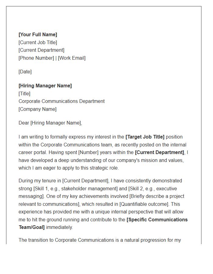 Corporate Communications Lateral Move Cover Letter Template
