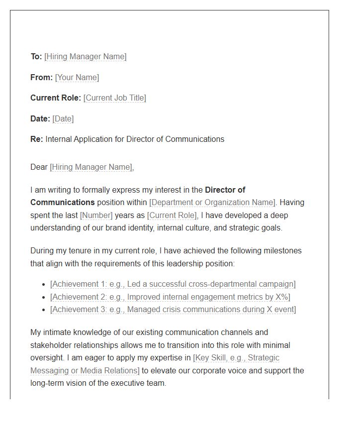 Director Of Communications Internal Transfer Cover Letter Template