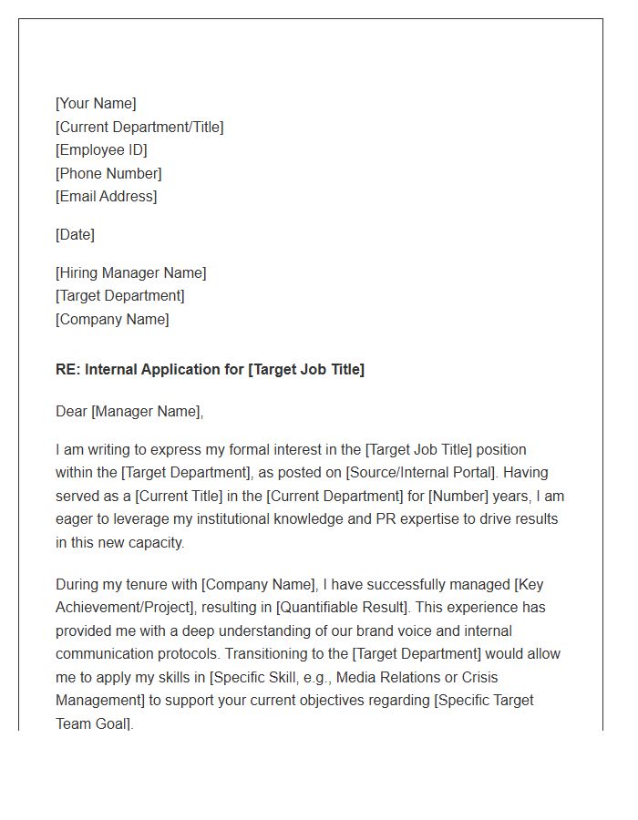 Public Relations Executive Lateral Transfer Cover Letter Template