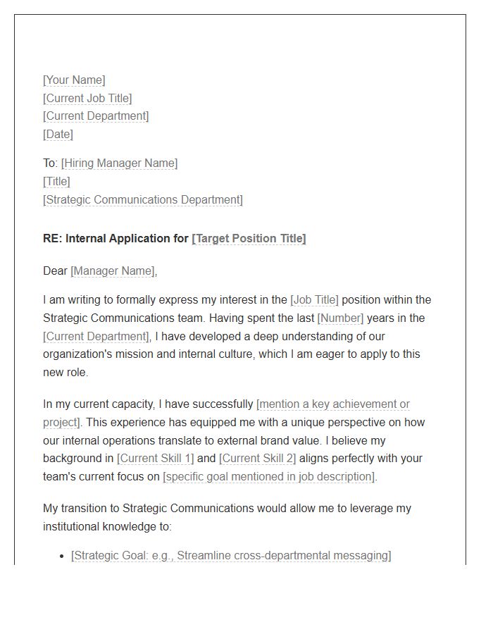 Strategic Communications Internal Transfer Cover Letter Template