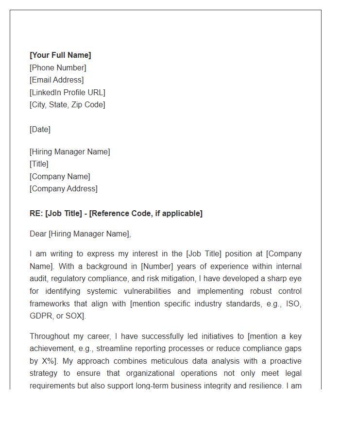 Compliance And Internal Risk Management Cover Letter Template