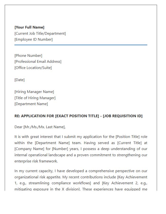 Enterprise Internal Risk Management Cover Letter Template