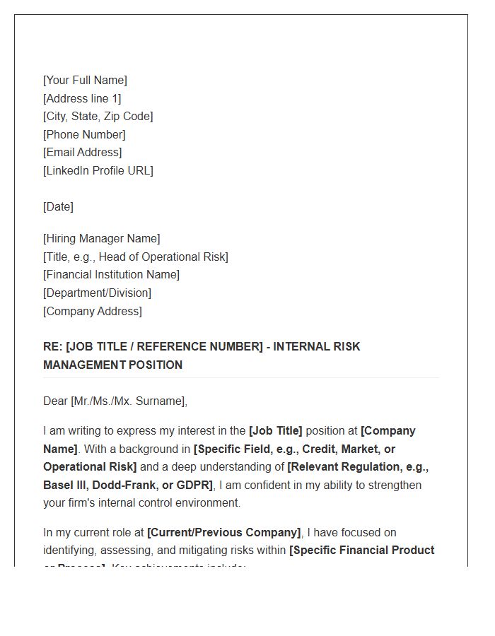 Financial Services Internal Risk Management Cover Letter Template
