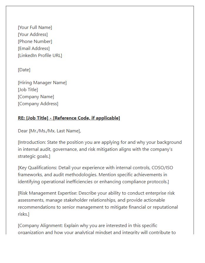 Internal Audit And Risk Management Cover Letter Template