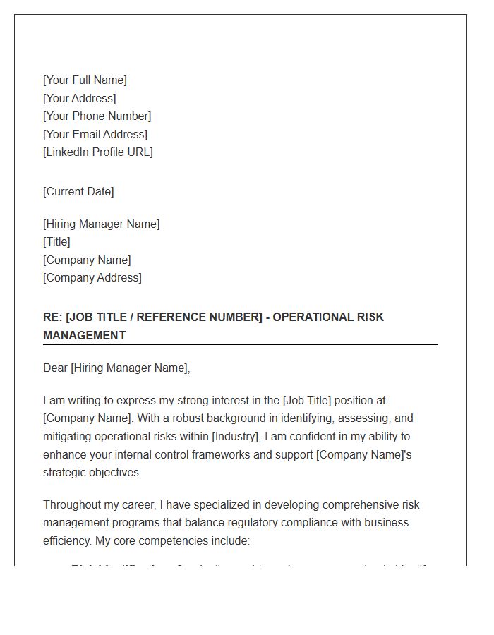 Operational Internal Risk Management Cover Letter Template