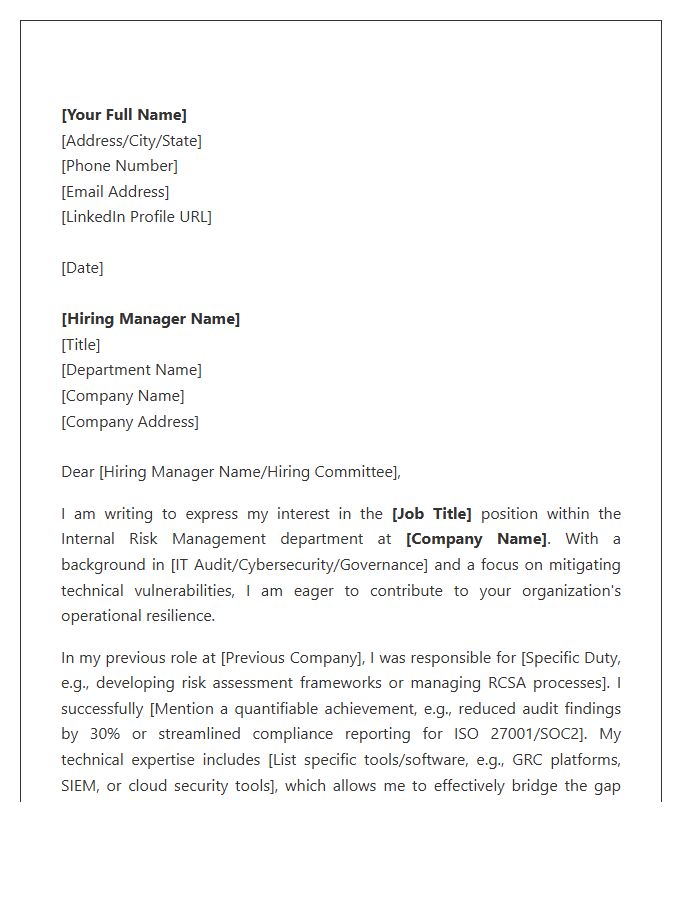 Technology Internal Risk Management Cover Letter Template