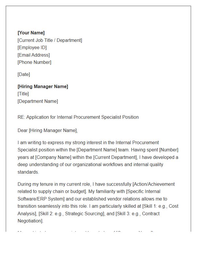 Internal Procurement Specialist Cover Letter Template