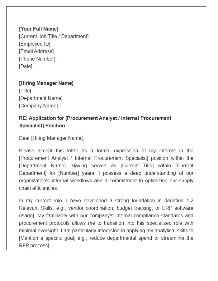 Procurement Analyst Internal Procurement Specialist Cover Letter Template