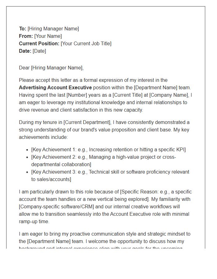 Advertising Account Executive Internal Transfer Cover Letter Template