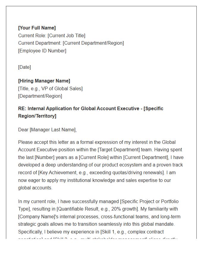 Global Account Executive Internal Transfer Cover Letter Template