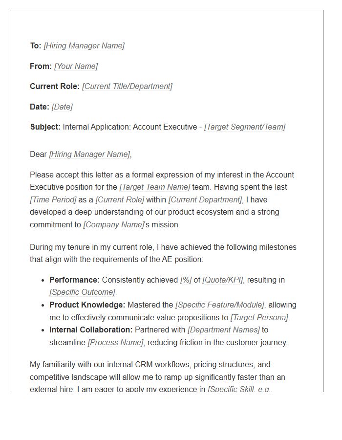 SaaS Account Executive Internal Transfer Cover Letter Template