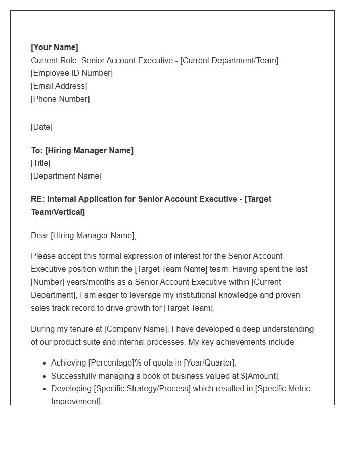 Senior Account Executive Internal Transfer Cover Letter Template