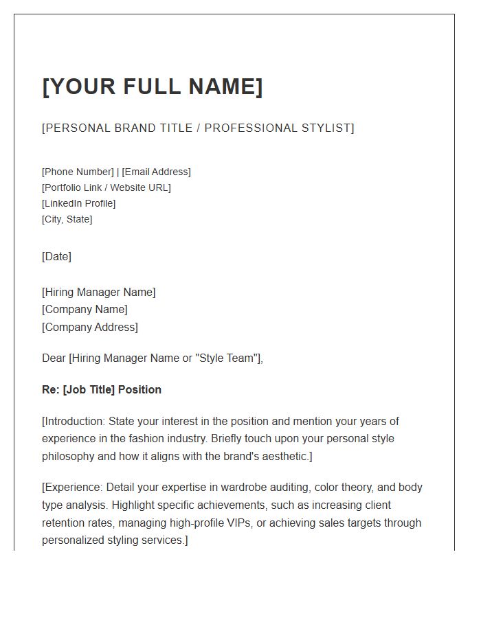 Personal Stylist Career Cover Letter Template