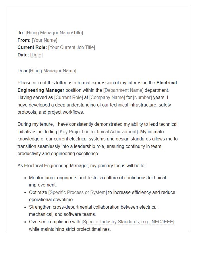 Electrical Engineering Manager Internal Promotion Cover Letter Template
