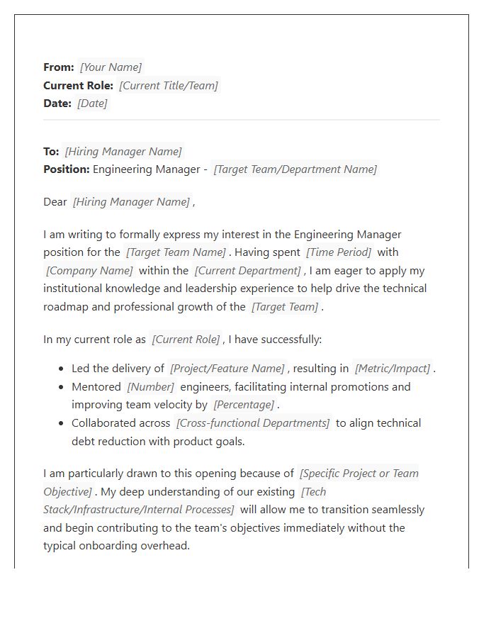 Engineering Manager Internal Transfer Cover Letter Template