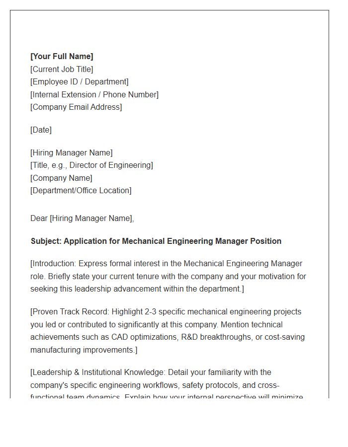 Mechanical Engineering Manager Internal Promotion Cover Letter Template