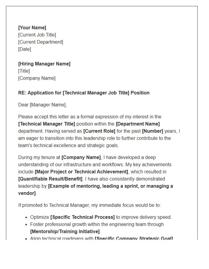 Technical Manager Internal Promotion Cover Letter Template
