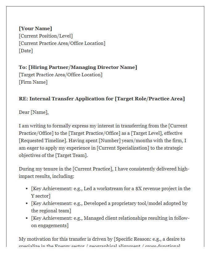 Management Consulting Internal Transfer Cover Letter Template