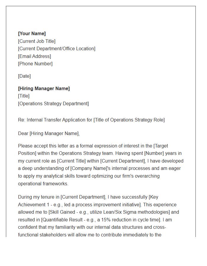 Operations Strategy Consultant Internal Transfer Cover Letter Template