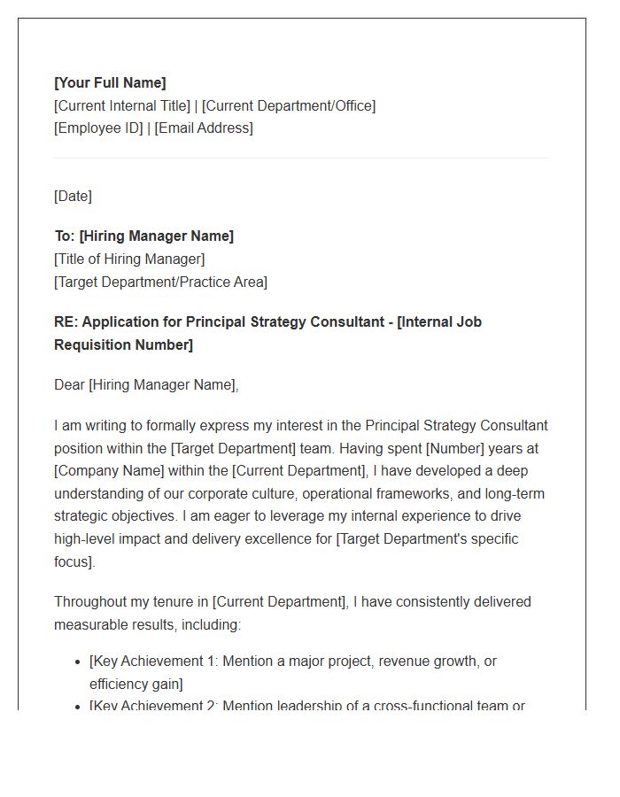 Principal Strategy Consultant Internal Transfer Cover Letter Template