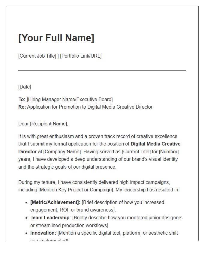 Digital Media Creative Director Promotion Cover Letter Template