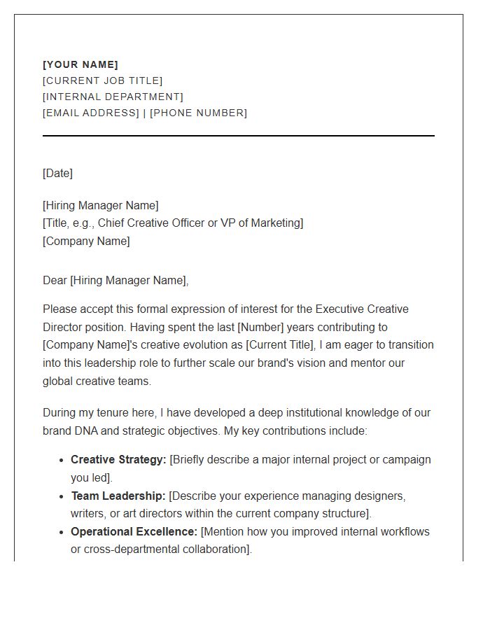 Executive Creative Director Internal Advancement Cover Letter Template